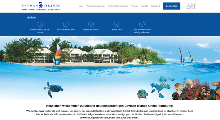 Cayman Islands Screenshot Schulungsseite